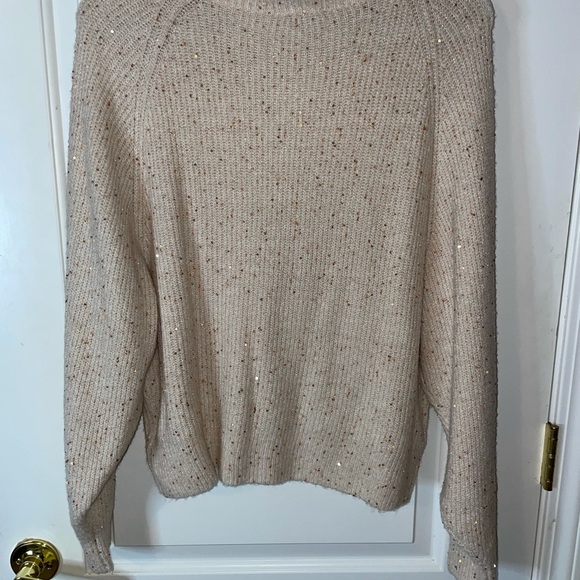Express Ivory/Tan Sequin Sweater - size L - Picture 4 of 5